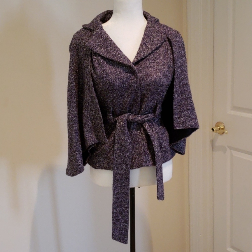 Craig Muller Purple Heathered Capelet Sleeved Jacket